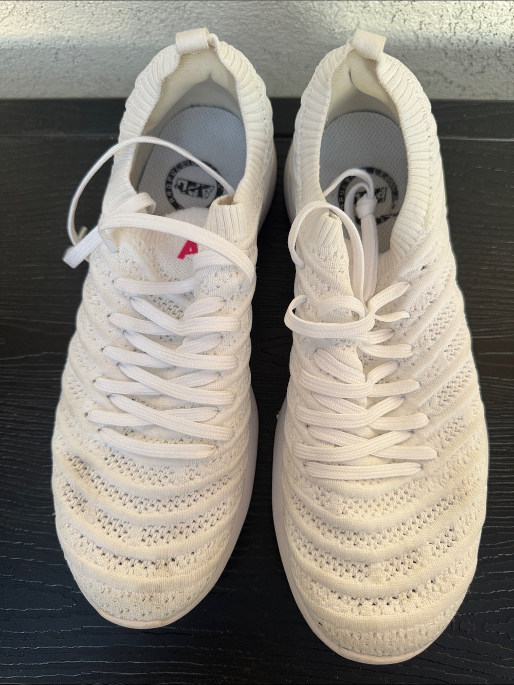 Womens White Knit APL Athletic Sneakers - size 8